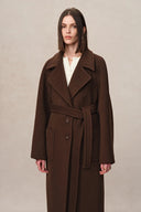 Rond Maxi Lapel Long Coat in Merino Cashmere Blend