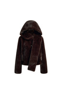 Veste écharpe à capuche Rara en fausse fourrure de vison