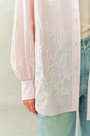 Camisa oversize de rayas con mangas abullonadas Brooke en popelina de algodón