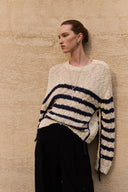 Kirsten Gestreifter Pullover aus Wollmisch-Bouclé