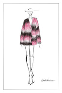 Cara Asymmetric Gradient Striped Cardigan in Space-Dyed Mohair