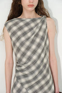 Phea Sculpted Plaid Dress in Seersucker
