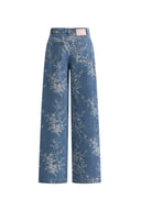 Jeans de pierna recta con estampado floral Jules en mezclilla jacquard