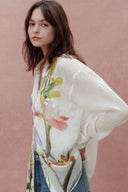 Brielle Oversized Flora Shirt in Silk-Linen Georgette