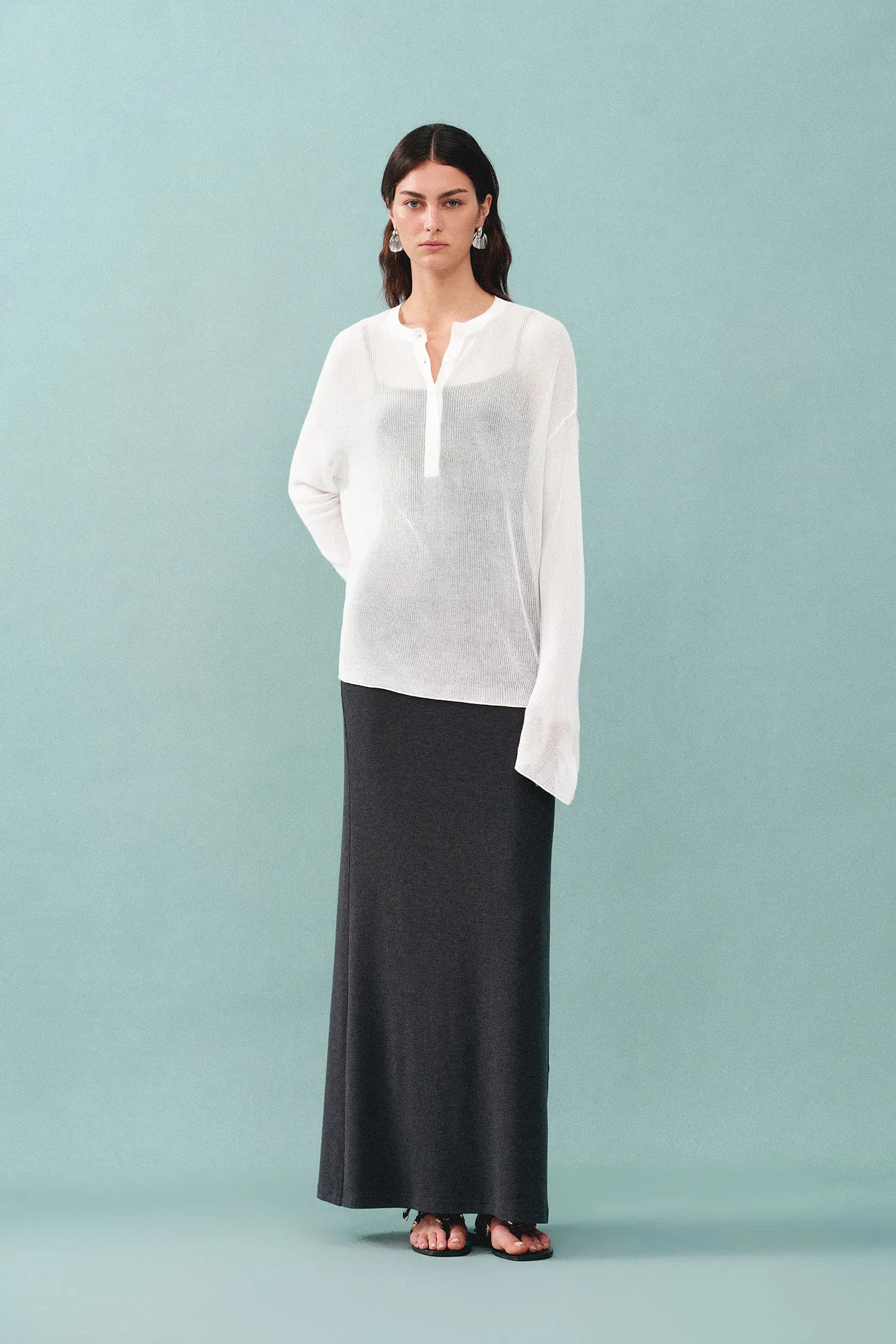 Tracy Buttoned Blouse Tencel Silk Knit