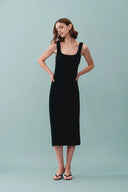 Hera Black Wide Sleeveless Strap Dress in Stretch Yarn Knit fbrq.com Hera Black Wide Sleeveless Strap Dress in Stretch Yarn Knit fbrq.com