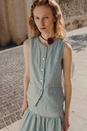 Jupe plissée en denim Rose en denim d'été
