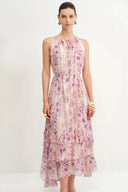 Vestido con volantes Flora pintado a mano Sally en tela ligera de verano