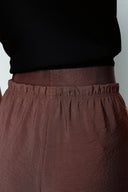 Pantalon Large à Taille Élastique Harper en Soie Mûrier Séchée