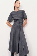 Bea Asymmetric Hem Wool Dress in Merino Wool