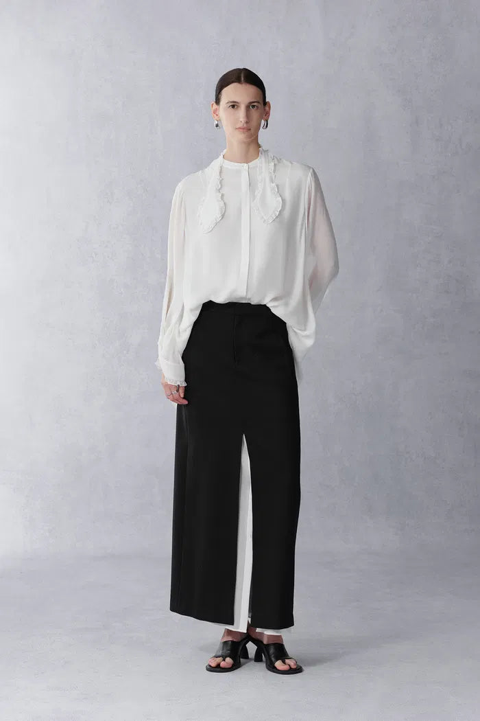 Faustine Detachable Bow Tie Blouse in Silk Georgette