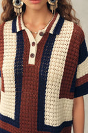 Louise Short-Sleeve Crochet Dress in Cotton-Linen Knit
