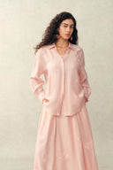 Colette Embroidery Shirt and Skirt Set in Linen Blend