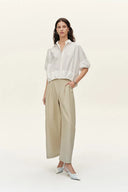 Pantalones Sienna Airy de pierna ancha con cordón en mezcla de algodón