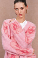 Juliet Orchideen Jacquard Cardigan aus Alpaka-Strick