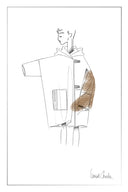 Cappotto corto Selva con cappuccio e rifiniture in pelle in twill di merino e alpaca