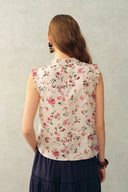 Ursa Ärmelloses Top mit handbemaltem Blumenmuster aus Seiden-Baumwoll-Mix