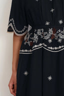 Ivy Eyelet Embroidery Dress in Tencel-Linen Blend