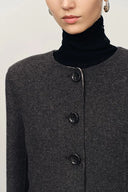 Veste boxy double face Sola en mélange soie et laine camel