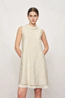 Liora Modern Chinese Style Stand Collar Dress in Koi Embroidery