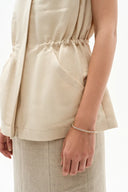 Ionia Cinched Waist Drawstring Vest in Silk Linen