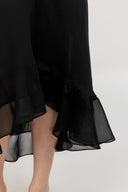 Vestido asimétrico con volantes Calla en georgette de seda