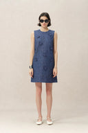 Lila Textured Sleeveless Short Dress in Imported Korean Metallic Lace