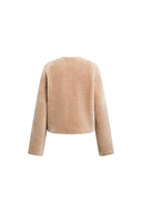 Glynnis Reversible Boxy Cropped Jacket in 100% Wool Pile