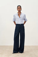 Pantalones Cargo Flania en Denim de Algodón