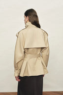 Sienna Convertible Belted Cropped Trench Coat In Lightweight Cotton