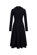 Ayla Hourglass Waist Polo Neckline Dress in Wool Blend