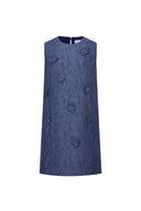 Lila Textured Sleeveless Short Dress in Imported Korean Metallic Lace