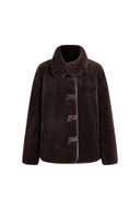Hazel Black Reversible Shearling Jacket in 100% Wool Pile