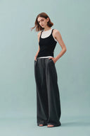 Kelly Pleated Wide Leg Track Pants in Cotton Modal Blend