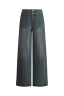 Moss Smoky Grey 3D Wide Leg Jeans in Micro Stretchy Denim