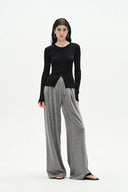 Emma Black Fitted Cardigan in Cotton Blend Yarn Knit