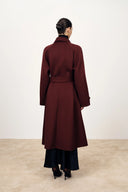 Brianna Belted Detachable Cape Trench Coat in Merino Wool Double-Face