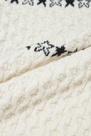 Star Walker White Fair Isle Pullover in Wool Pom-Pom Yarn Knit