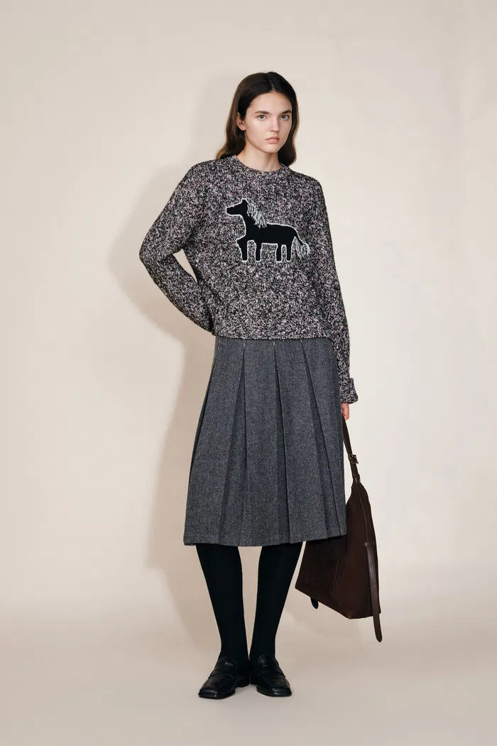 Pony Hand Worked Cardigan in Merino Wool Multi Blend