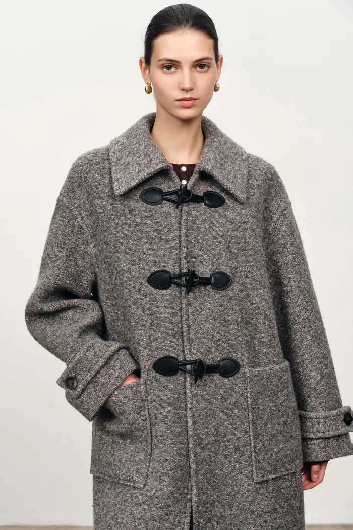 Pentlow Convertible Hood Duffle Coat in Merino Wool Knit