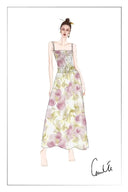 Kari Hand Woven Strap Shirred Dress in Silk-Linen Blend
