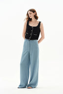 Seren Elastic Waist Wide-Leg Jeans in Lyocell Denim