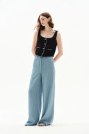 Seren Elastic Waist Wide-Leg Jeans in Lyocell Denim