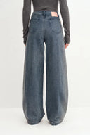 Paz Yellowish Baggy Washed Jeans in Cotton Denim