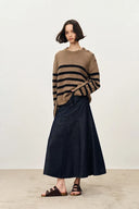 Quilla Pocket Midi Skirt in Cotton Denim