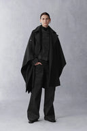 Aggripine Trenchcoat im Cape-Stil aus leichtem Merino-Twill