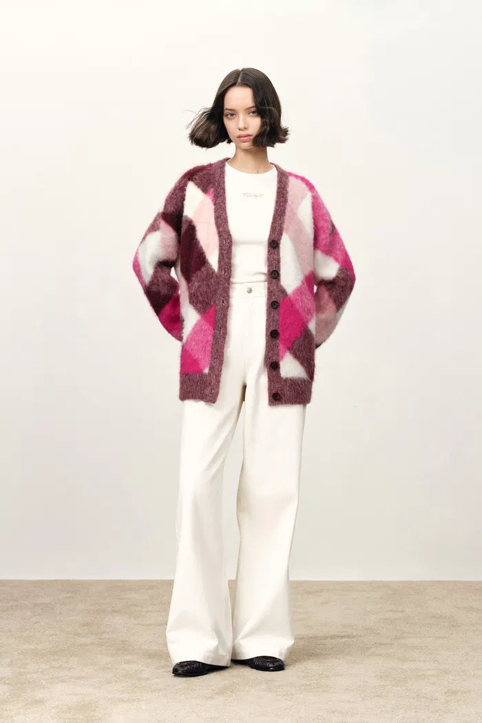 Solstice Twisted Plaid Cardigan in Wool-Alpaca Blend