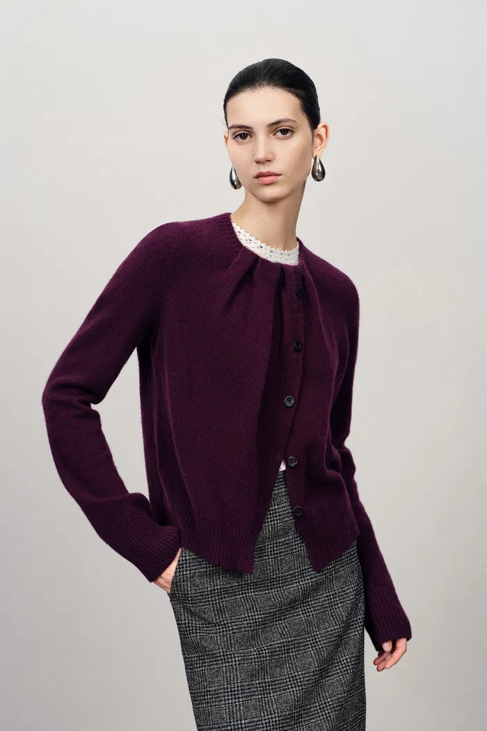 Cecilia Gathered Pleat Cardigan Merino-Cashmere Blend
