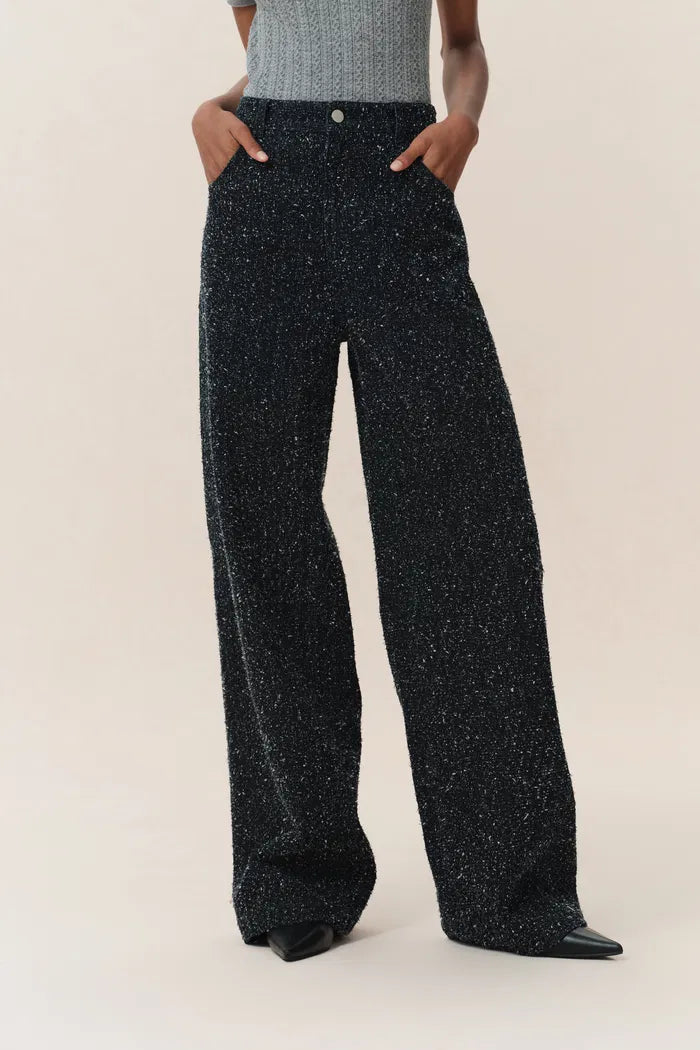 Leander Starry Night Texture Barrel Leg Jeans in Jacquard Denim