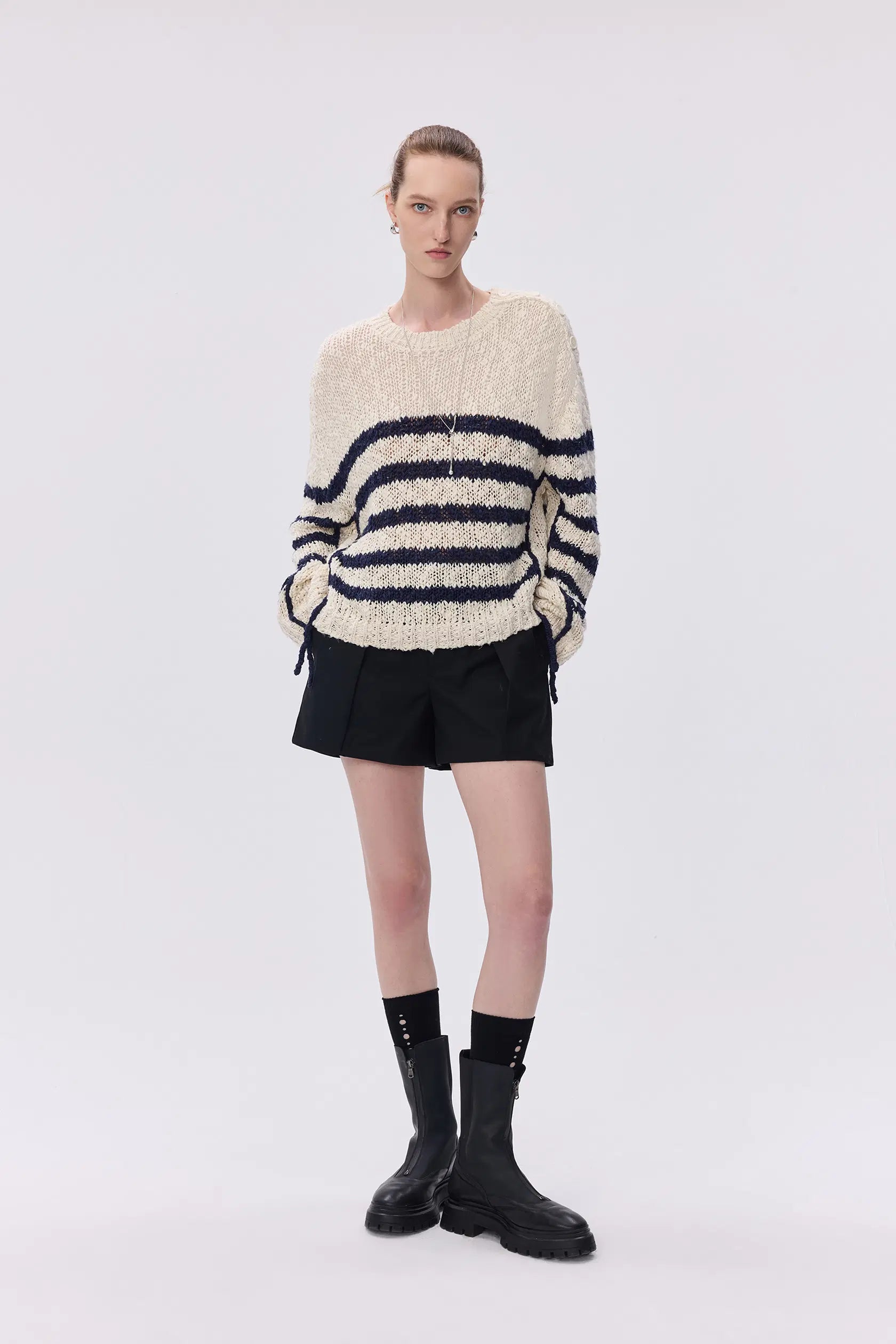 Kirsten Striped Pullover Sweater Wool Blend Bouclé